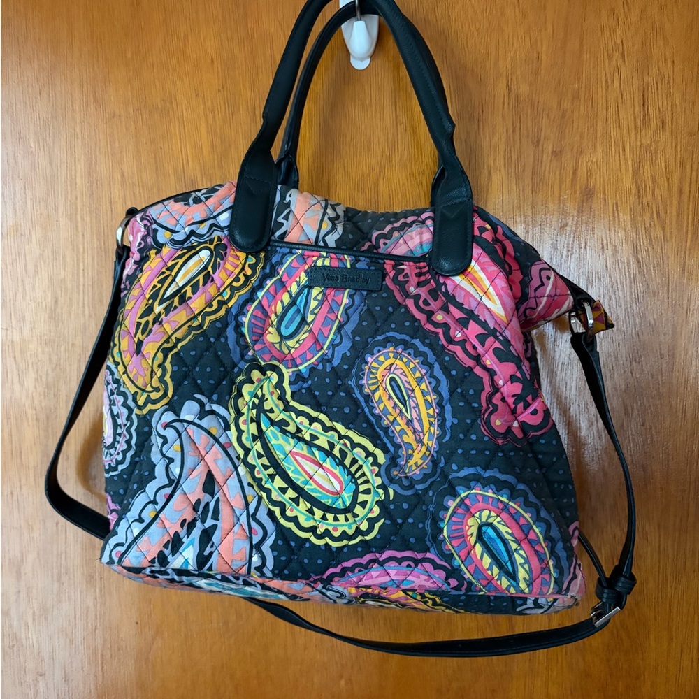 Vera Bradley Black Multi Paisley Quilted Tote Bag